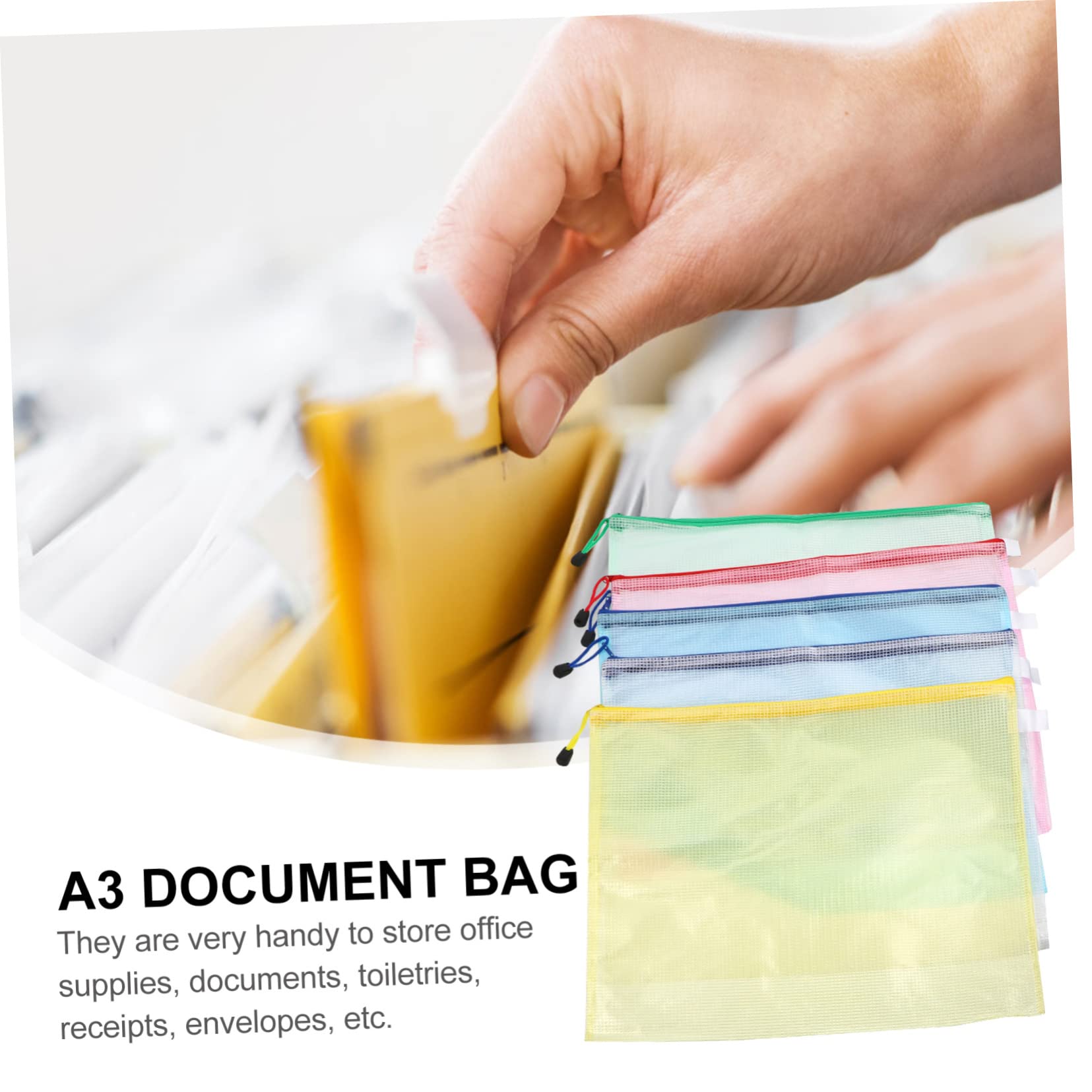 DOITOOL 20 Pezzi Buste Portadocumenti con Cerniera in Traspirante e Resistente Sacchetti Mesh Impermeabili per Ufficio e Scuola Organizzatore Documenti Facile Trasportare