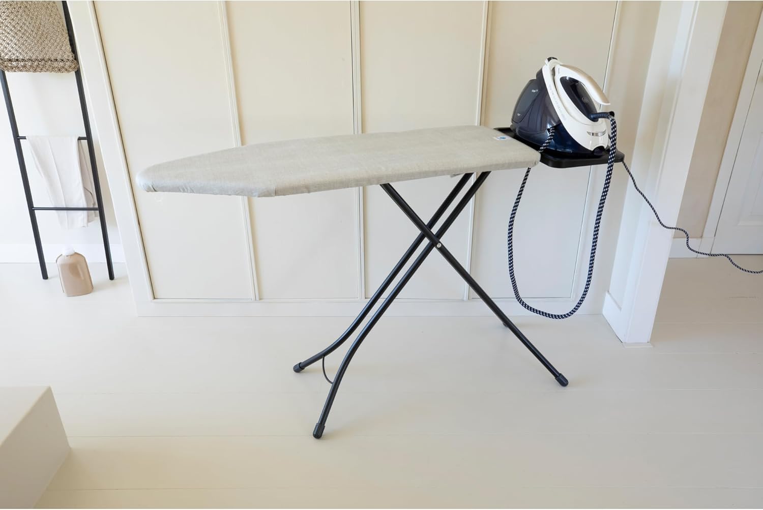 Brabantia XL Comfort Ironing Board with Solid Steam Generator Rest | Large (Size C) | Fairtrade Denim Gray Cover | Adjustable Height (27-38"), XL Rest, Easy Fold, Anti-Collapse Lock, Non-Slip Feet