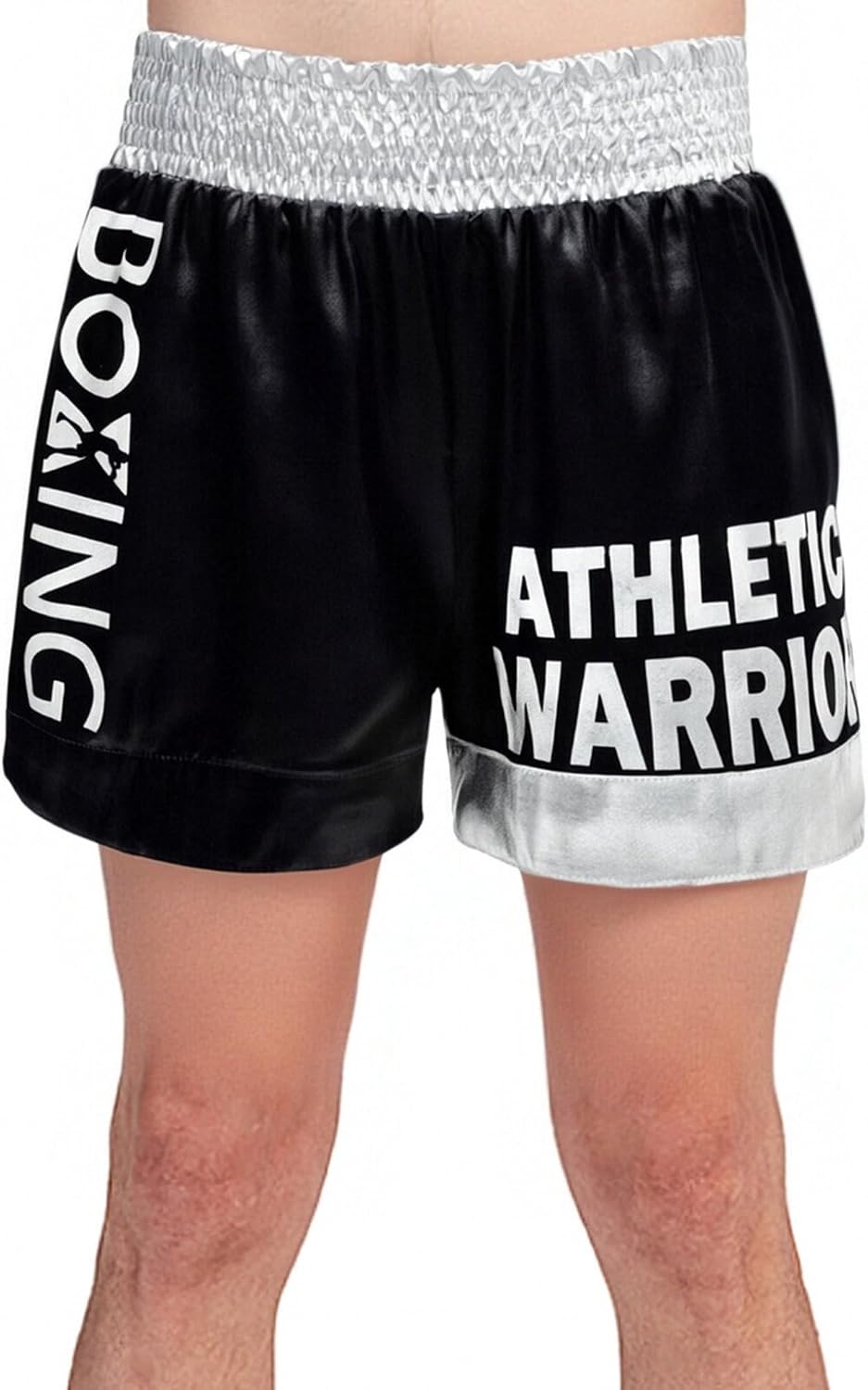 Hansber Kids Boys Side Metallic Satin MMA Boxing Shorts Kickboxing Grappling Bottoms Fight Training Boxer Shorts