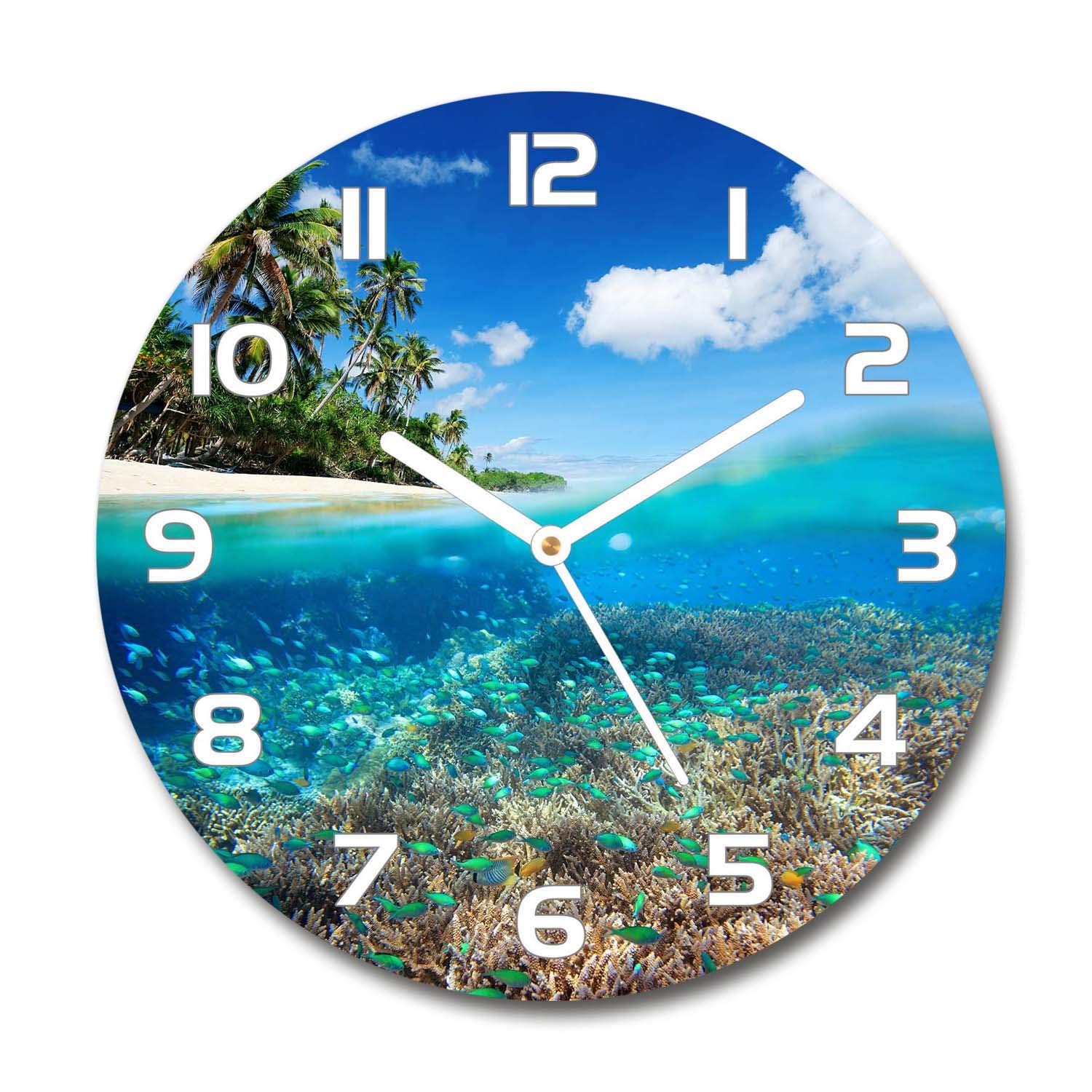 Horloge en verre silencieuse 60x60cm Tulup en verre de sécurité corail
