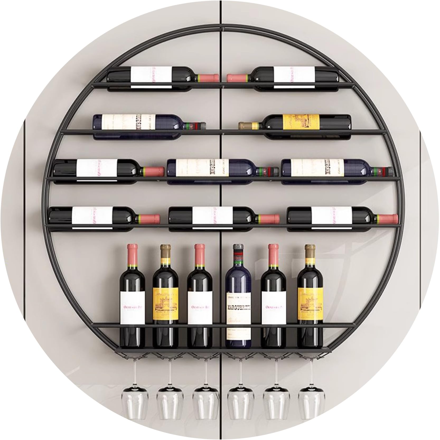 Casier à vin pour maison et cuisine : étagères flottantes avec porte-verre