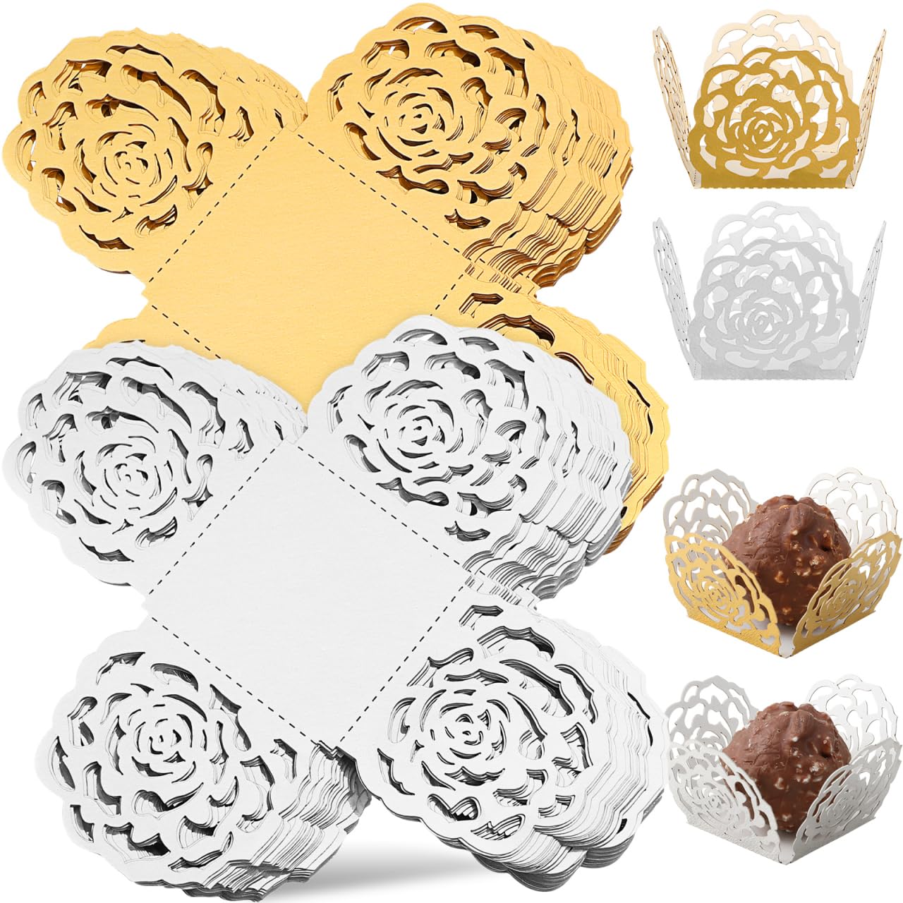 Caissettes de décoration de mariage en forme de fleur lot de 100 pour dessert et bonbon