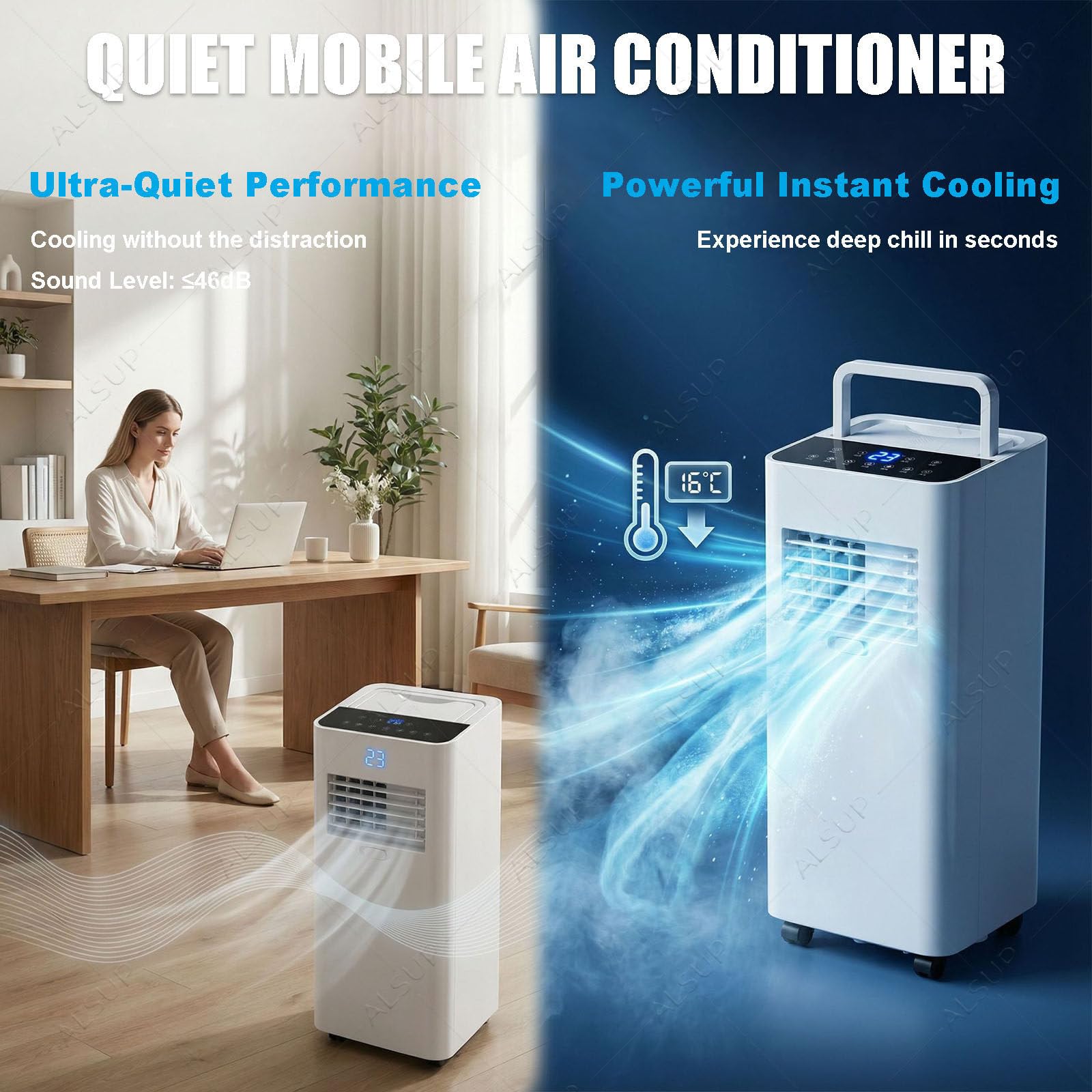 Aire Acondicionado Portátil Silencioso 7000 BTU Con Mando Y Temporizador