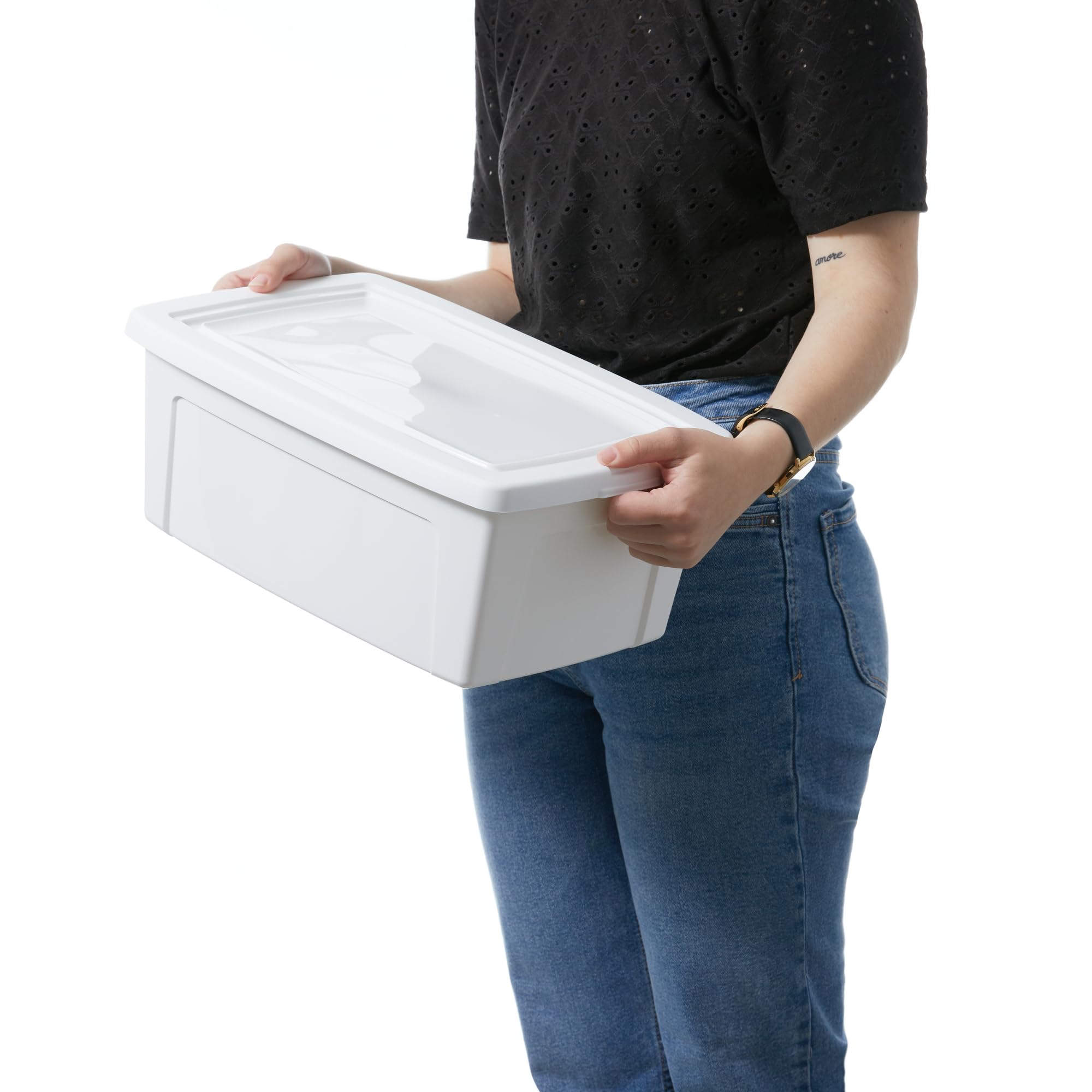 Iris Ohyama - Kunststoffen - Witte - Stapelbaar - Opbergmand kopen