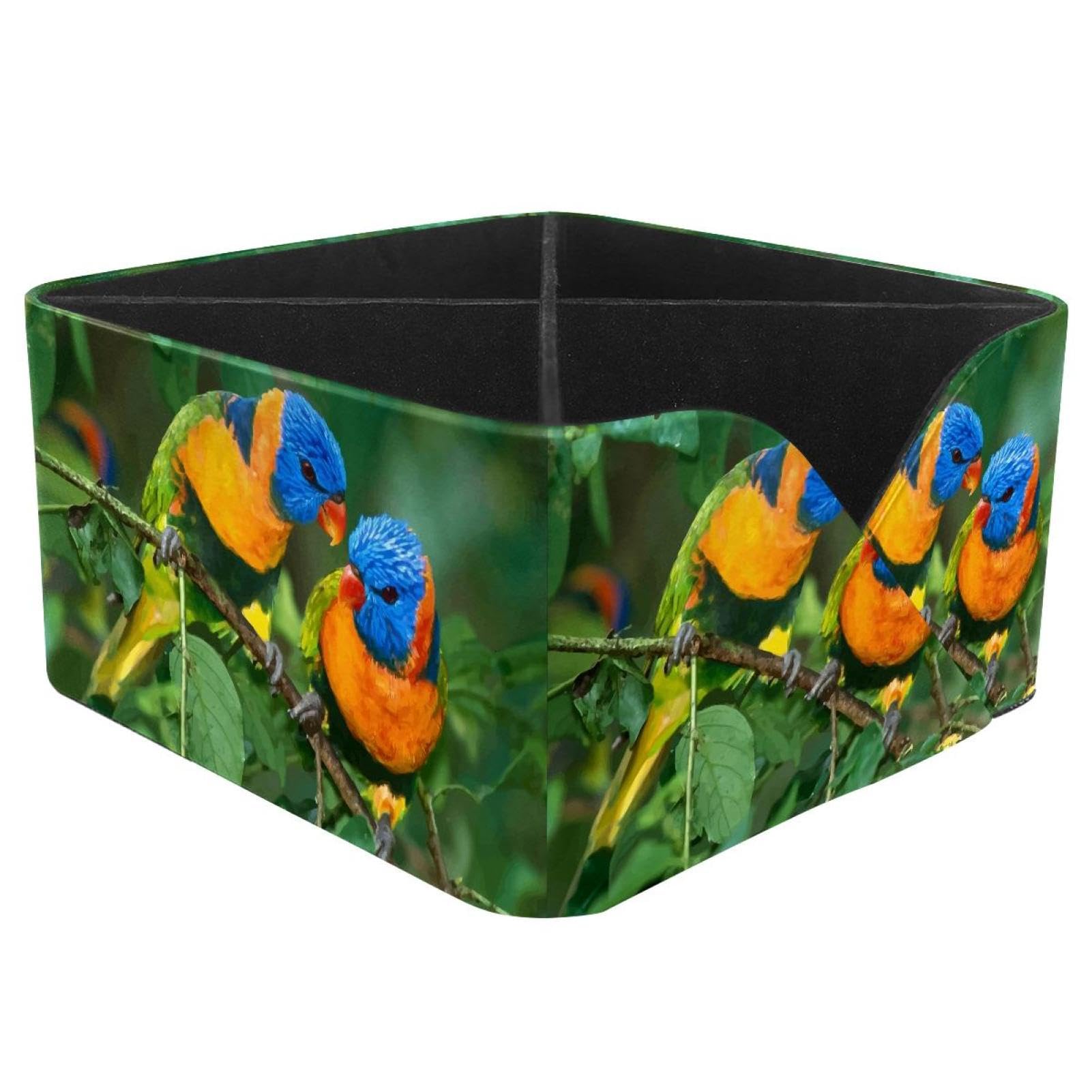 KengjuTesu Rainbow Lorikeet Desktop Organizer Pen Holder, Rectangular Pencil Cup for Office, Study and Makeup Stations