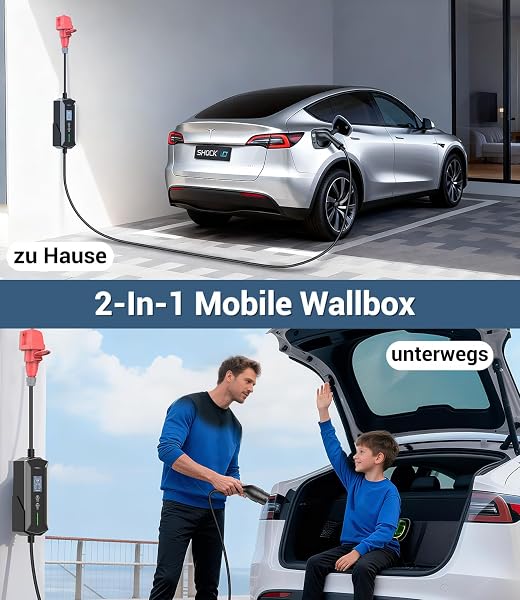 Mobile Wallbox 11kW Typ 2 Ladekabel - 7m|6-16A|3-phasig EV Ladegerät Wasserdicht mit Einstellbarer Ladeleistung, Einstellung Startzeit, CEE 16A auf Typ 2 Ladekabel, für Allen EVs(IEC 62196-2) & PHEVS - 5