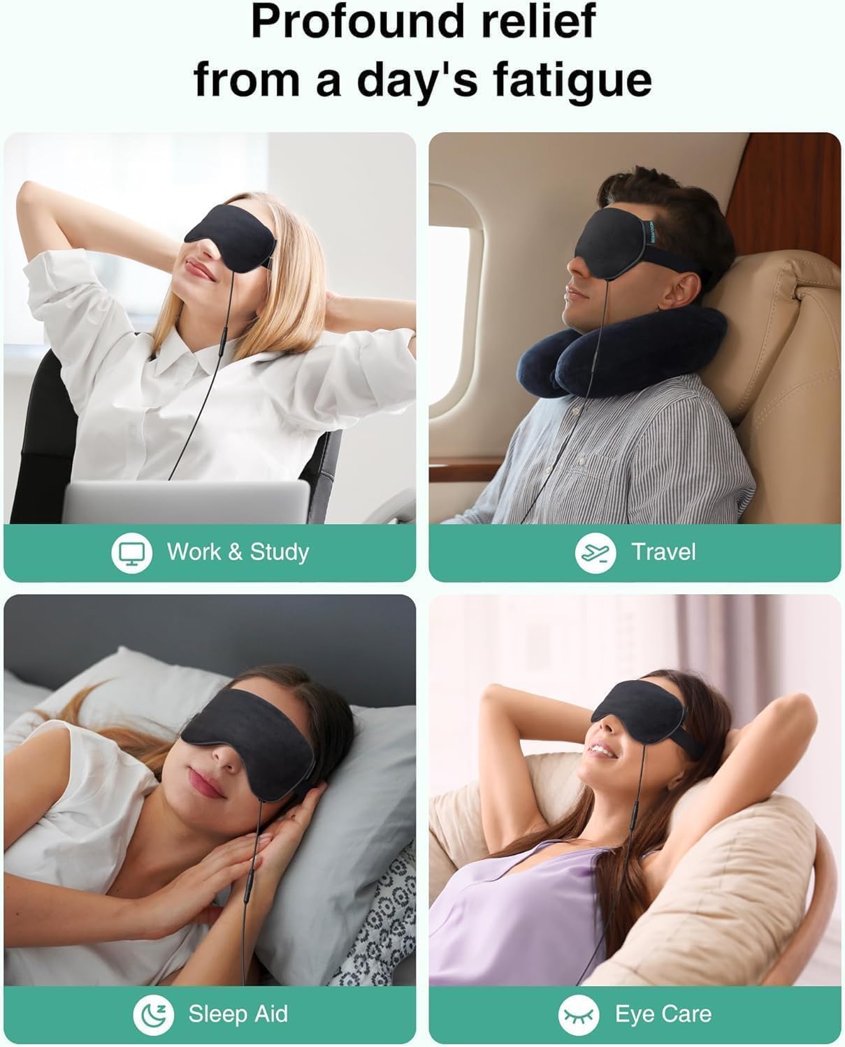 Heated Eye Mask - Rechargeable Electric Eye Mask for Dry Eyes, 2500 mAh Large Battery & Washable Cover, Eye Pad for Sleeping