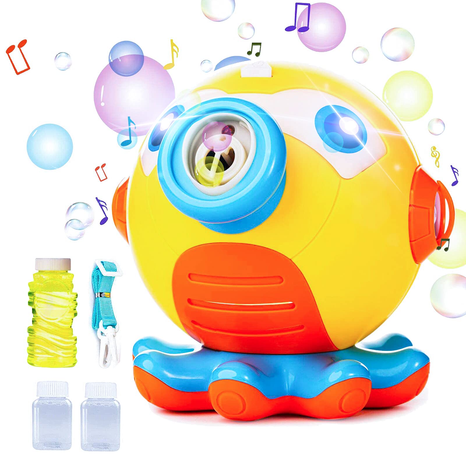 TAFULOR Bubble Machine Blower for Toddlers, Octopus Auto Bubble Maker with Music and Light for Kids, 3000+ Bubbles/min, Portable Bubble Toy with Bubble Solutions for Boys Girls Outdoor Indoor Parties