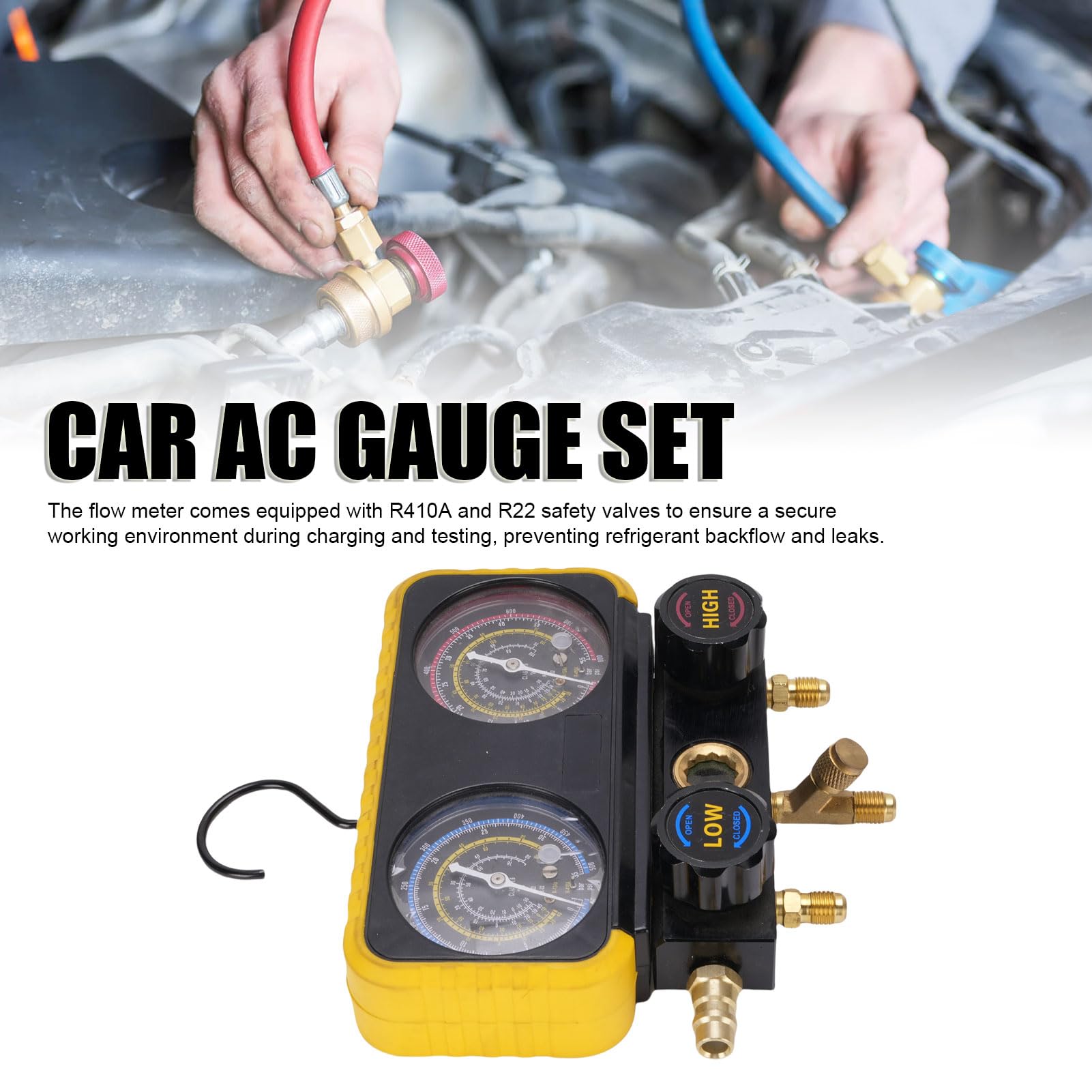 Kit di Refrigerante AC AC Set di CA Automobilistico con 3 Maniche di Sicurezza per la Valvola di Sicurezza per R410A R32 R134A R22