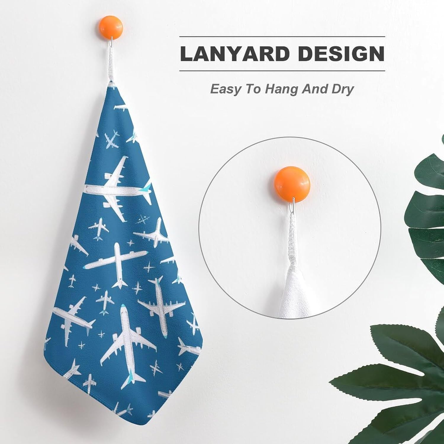 Plane Aircraft Airplane Jet Hand Towels for Bathroom Kitchen Towels Small Towel Handkerchiefs with Hanging Loop 4PCS