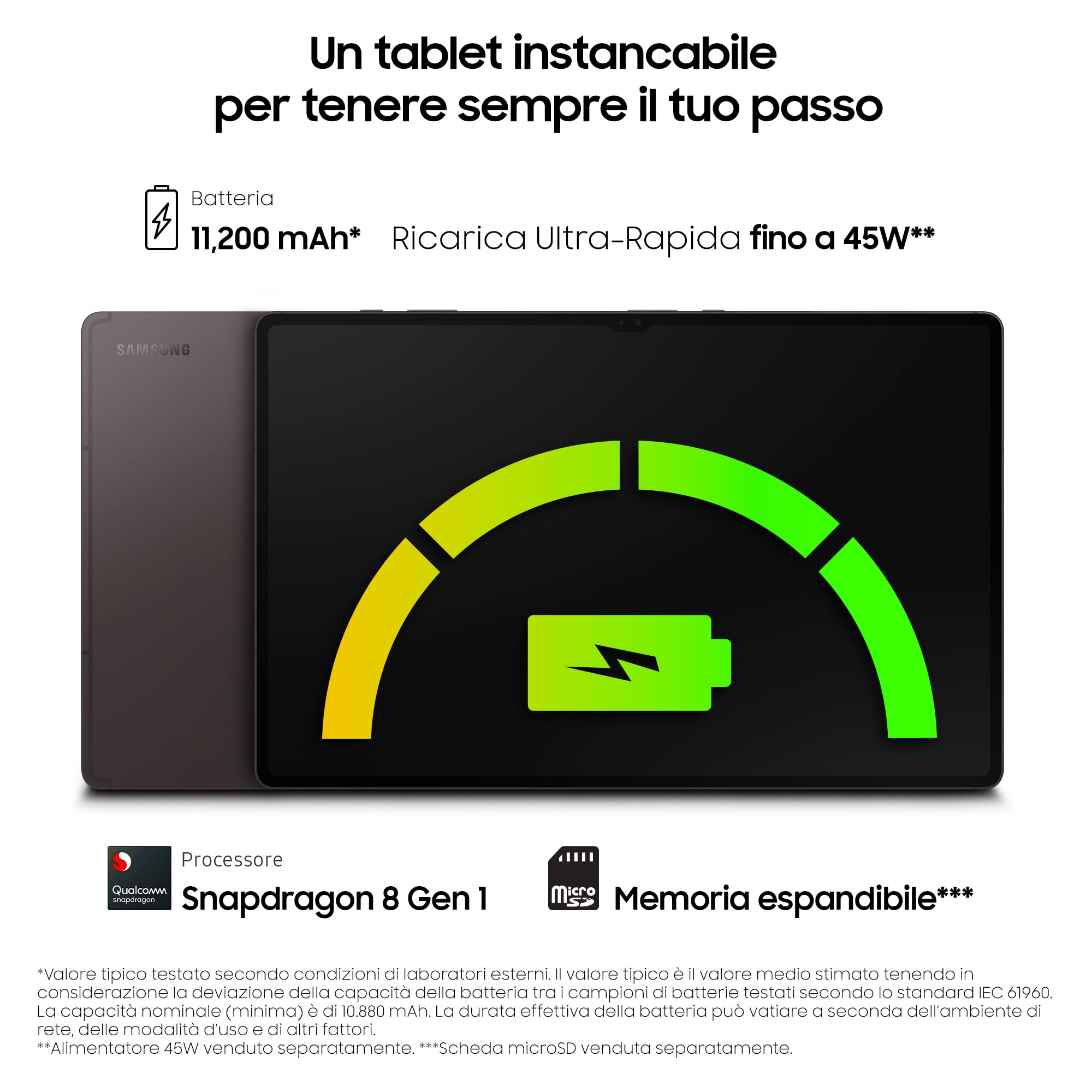 Samsung Galaxy Tab S8 Ultra tablet z Wi-Fi, 14,6 cala, 12 GB, 256 GB, Android 12 grafitowy, wersja włoska, 2022