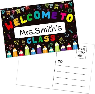 Welcome Back to School Postcards for Students - 30PCS Personalized Nmae Welcome to Our Class Teacher Postcards for Kids Kindergarten Preschool Elementary School Gifts Supplies