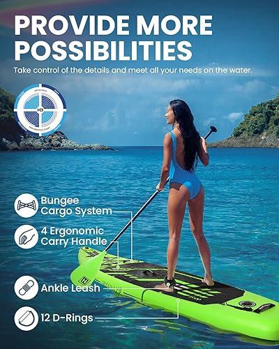 Miniatura 6 de Inflatable Stand Up Paddle Board with Premium SUP Accessories, 9'6"10'6"11' ISUP for Youth & Adults, Durable Ultra-Light Paddleboard Yoga Board