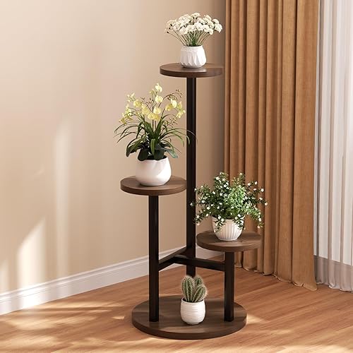 Miniatura 2 de OERGKE Soporte de metal de 3 niveles para plantas de interior, estante alto para plantas al aire libre para múltiples plantas, soporte para macetas