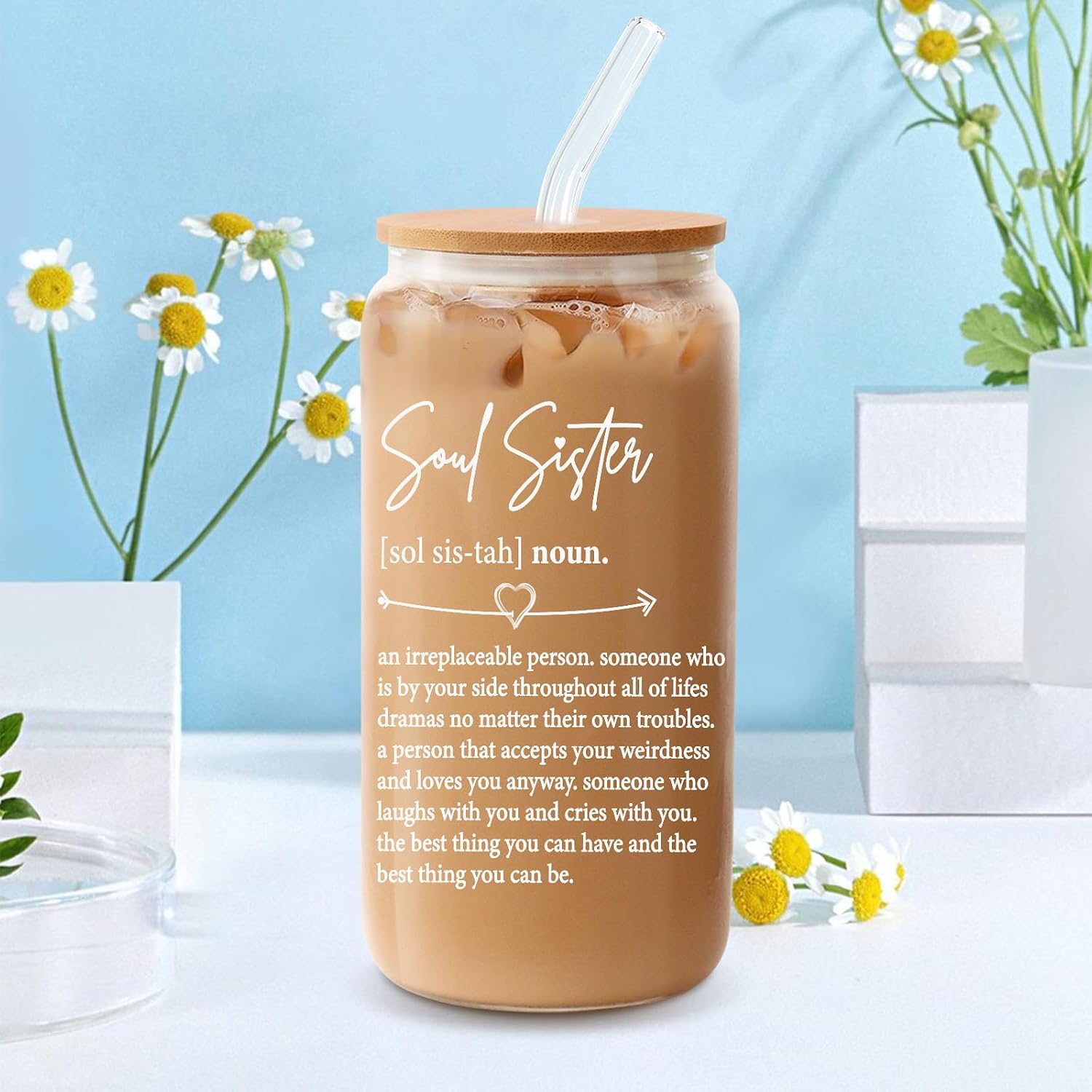 Frerdui Birthday Gifts for Women Best Friend, Gifts for Women Friends, Friendship Gift, Christmas Gift for Best Friend Bff - 16oz Soul Sister Cup
