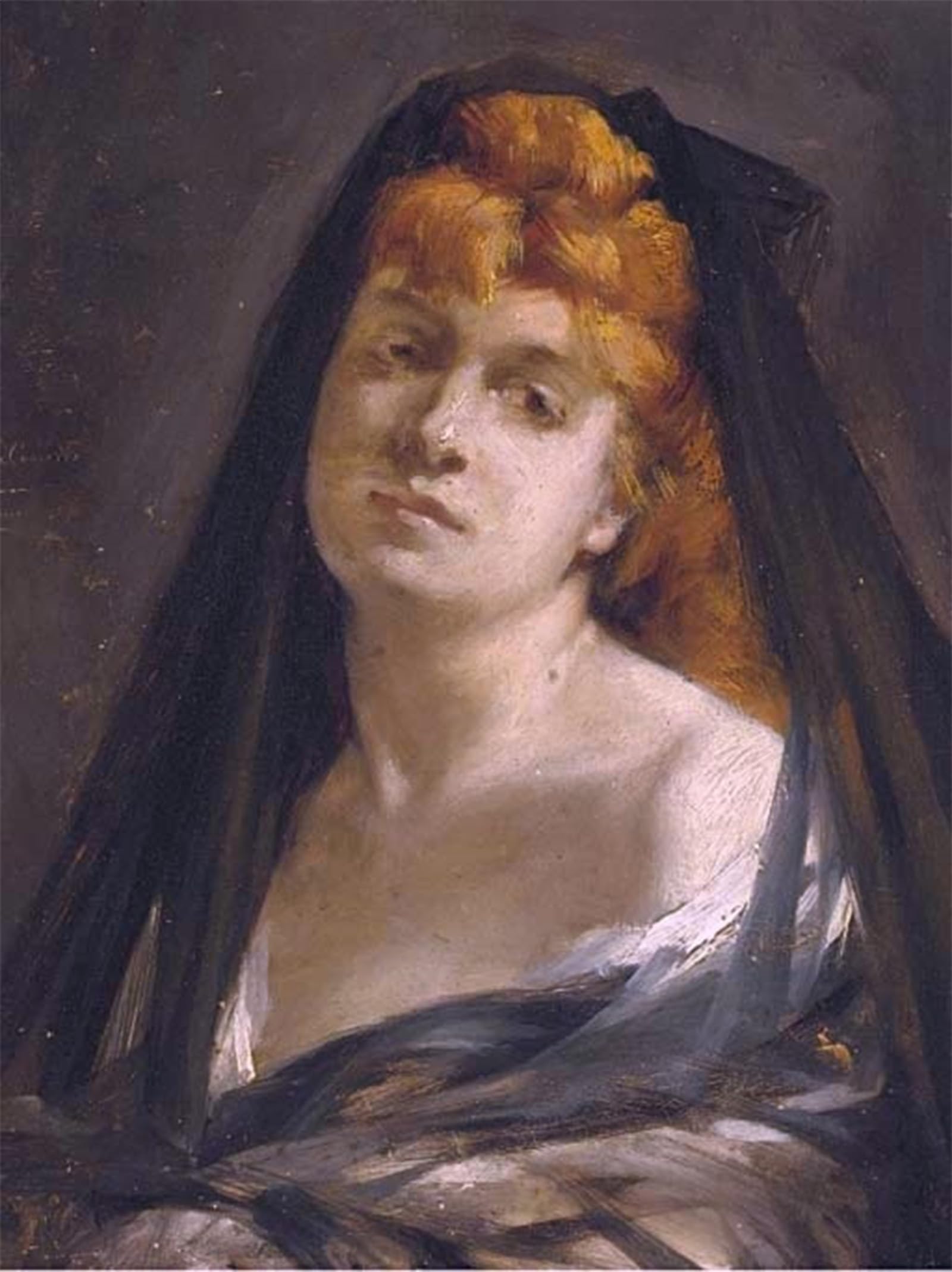 POSTERIIk Vintage Art Print Images Pictures Print Portrait of a Lady Bust-length in a Black Veil by Lêon Francois Comerre Modern Colour Posters for Office Home Decor 60x90cm