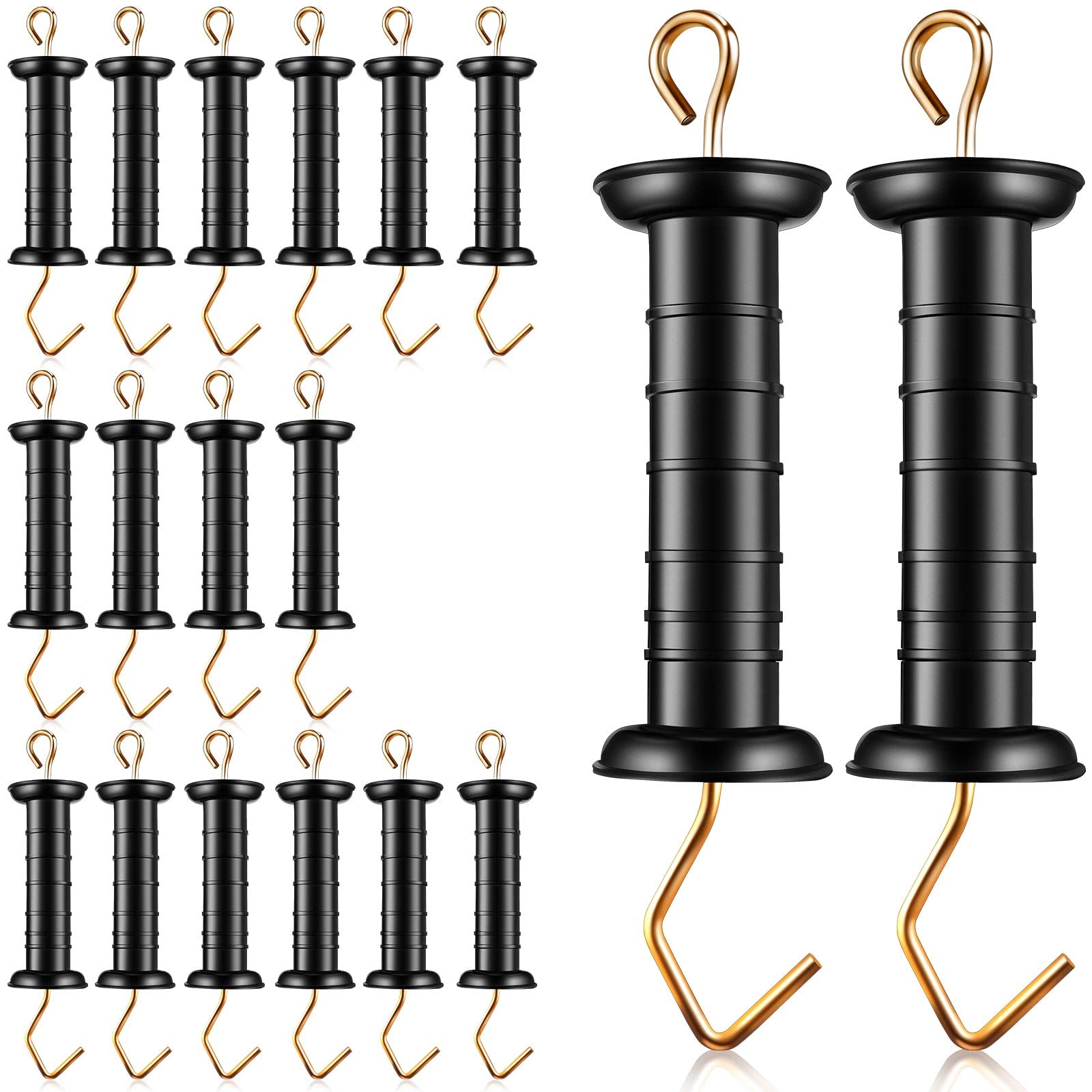 Therwen 18 Pcs Electric Plastic Fence Spring Gate Handles with Insulators Insulated Fence Gate Handle with Spring Heavy Duty Insulators Tension Handle