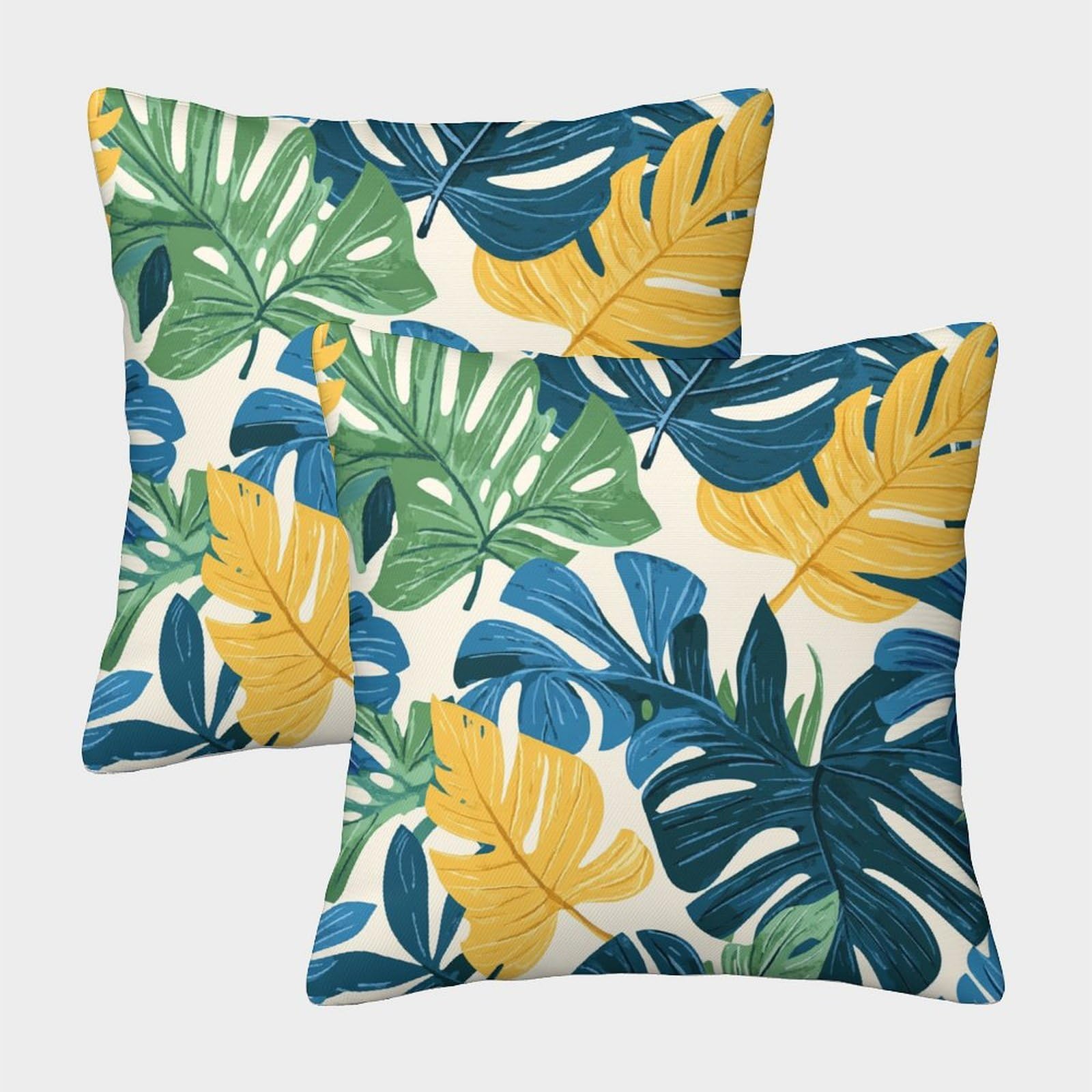 kaiyun 2 Pack Tropical Leaves,Plant Pattern Square Pillow Cover Cushion Cover 45x45cm Suitable for Sofa Bed Chair,3D Pattern