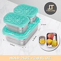 Vista 2 de Recipientes Pequeños de Acero Inoxidable para el Almuerzo para Niños Recipientes de Comida a Prueba de Fugas con Tapas de Silicona - Recipientes