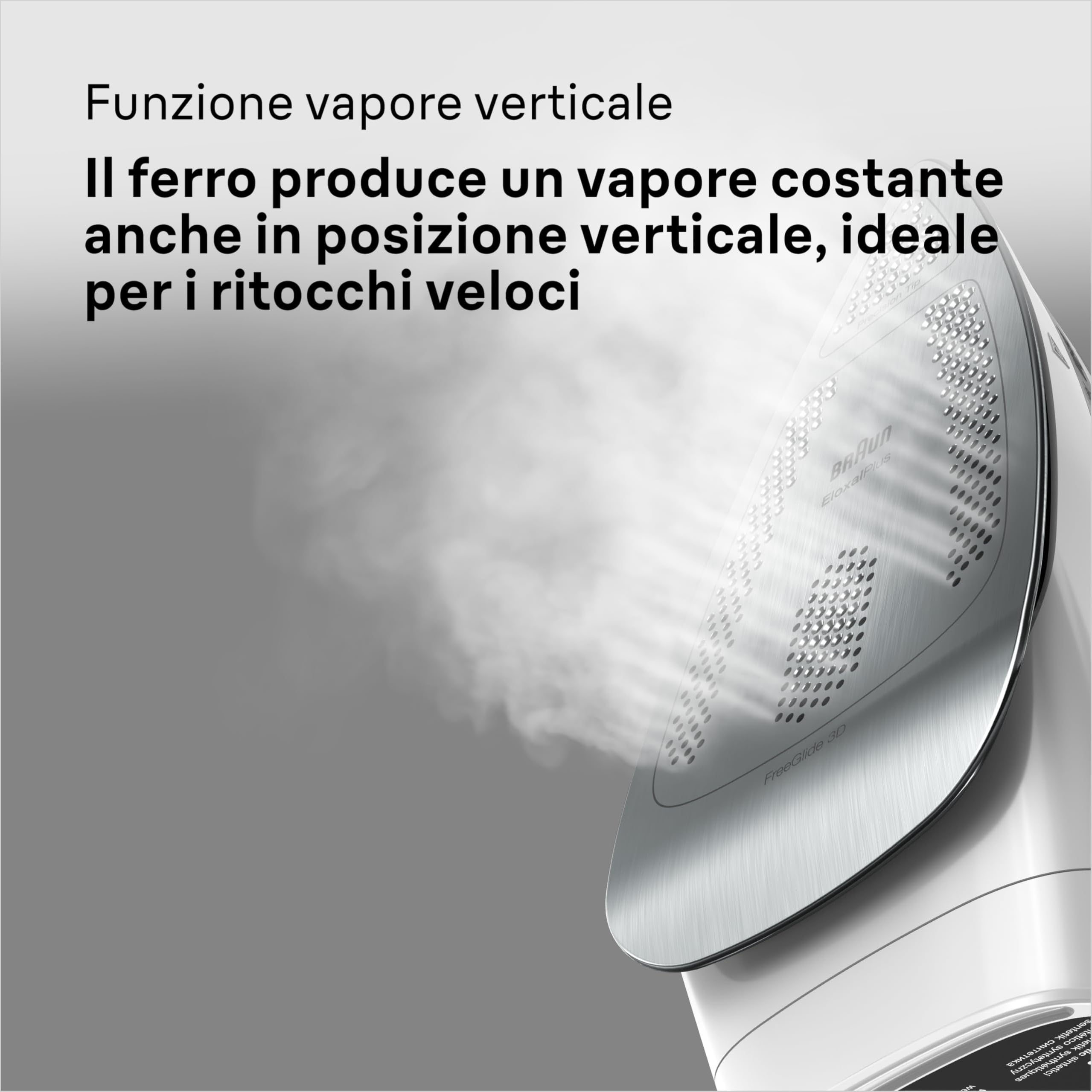 Braun TexStyle 7 Pro SI7149WB, Ferro da Stiro con Piastra FreeGlide 3D EloxalPlus, 220 g/min, Punta di Precisione, Manico Ergonomico, Ricarica da 300ml, Sistema Antigoccia, 2900W, Bianco/Grigio