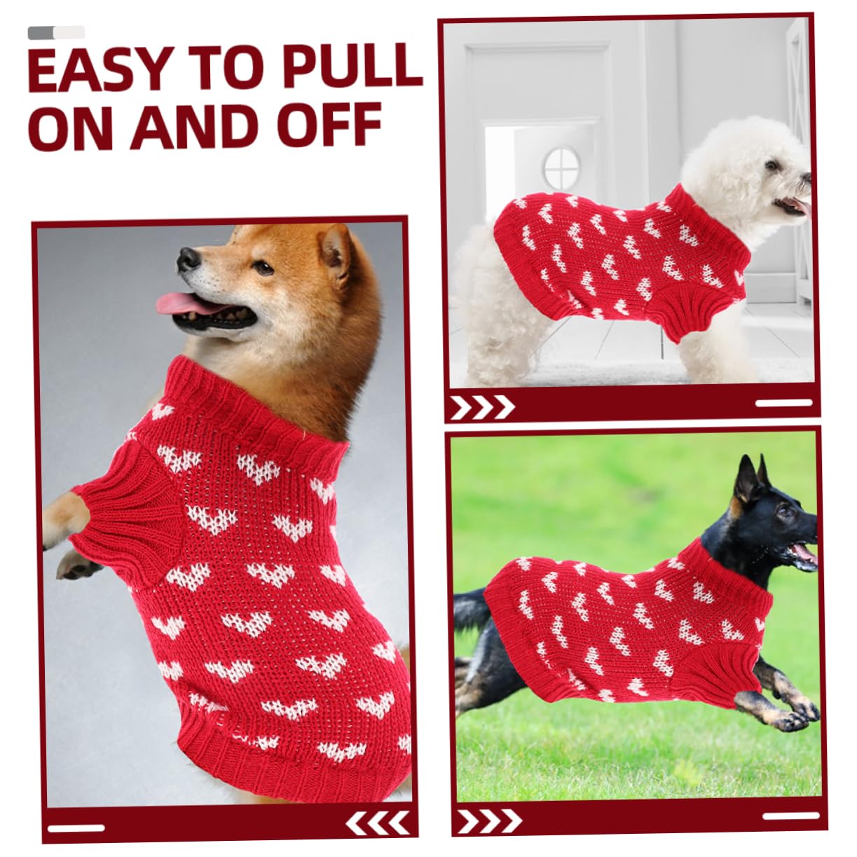 Amazon | BUGUUYO 犬用セーター 冬用 保温 ハート柄 伸縮性