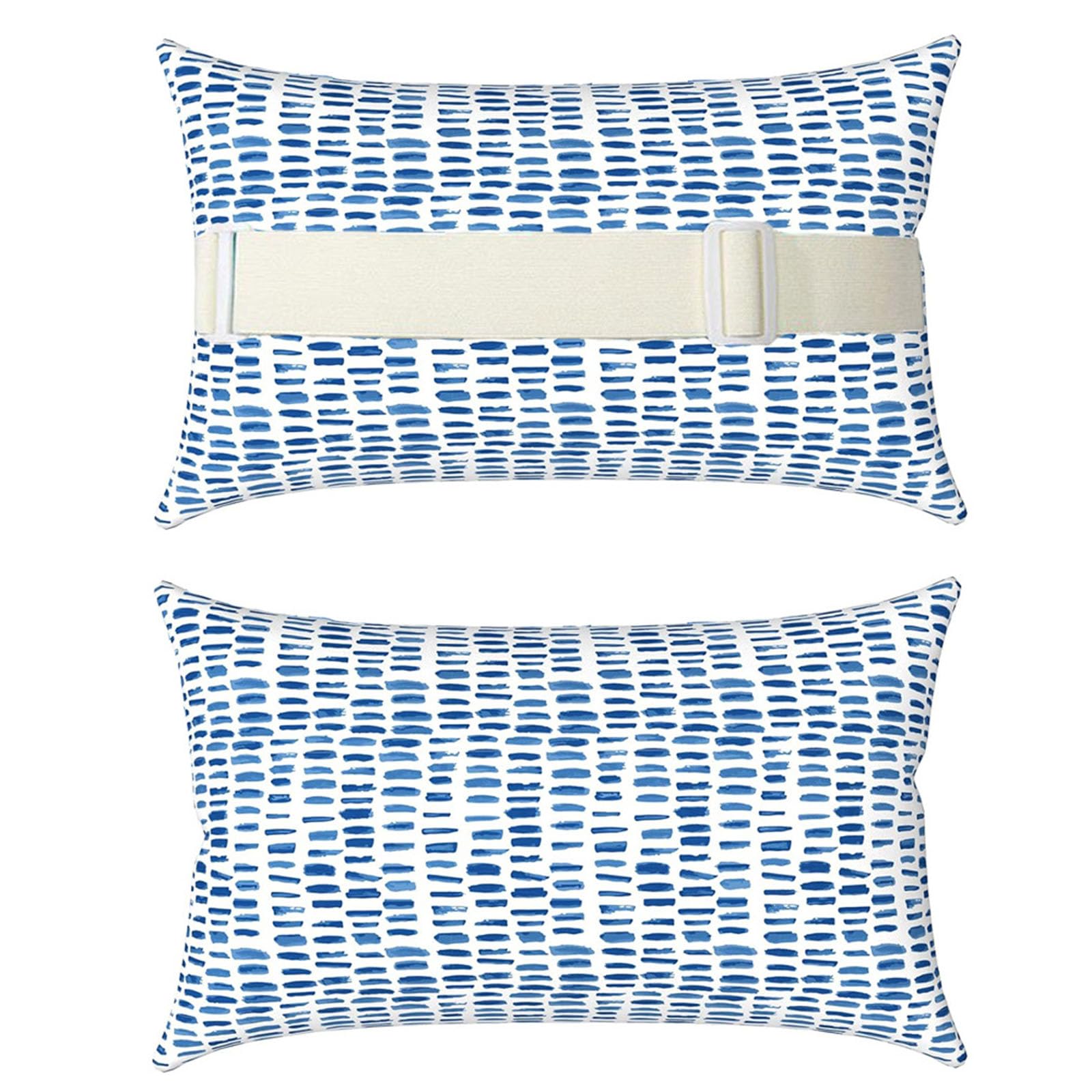 Hearda Outdoor Pillow Waterproof for Chaise, 2 Pack Sun Lounger Chair Head Resting Cushion with Adjustable Elastic for Garden Furniture Decor (28 * 40cm,Blue Polka Dot)