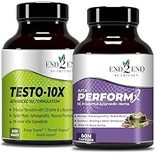 End2End Nutrition Testo-10X and PerformX Natural Testosterone Booster Supplement for Men | Shilajit, Gokhru, Ashwagandha, Safed Musli | Strength, Stamina & Performance - (Combo Pack) 120N