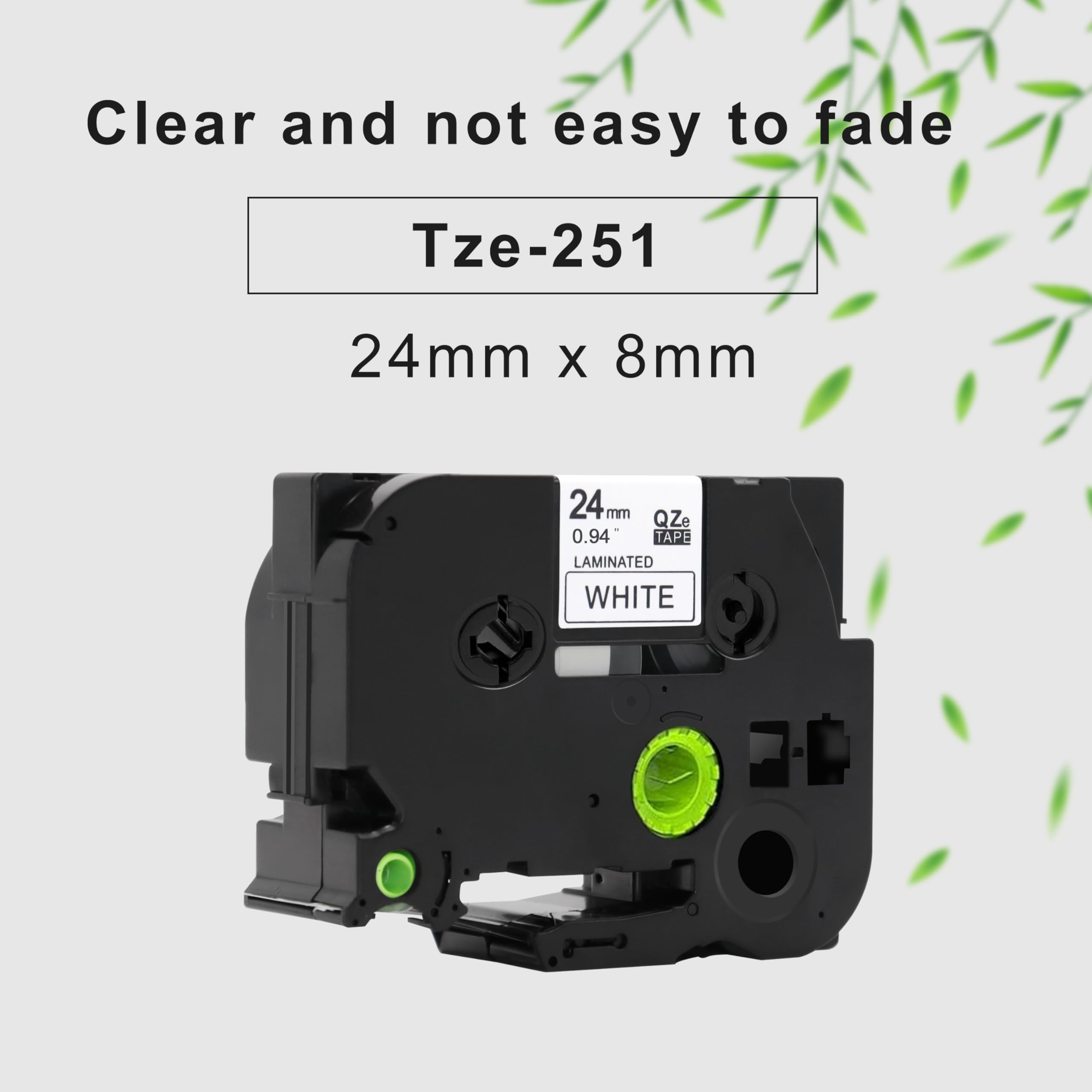 TZe-251 4-Pack Black on White 24mm x 8m Compatible with Brother Equipment Tape for Brother PT-160, PT-E500VP, PT-D600PT - Image 2
