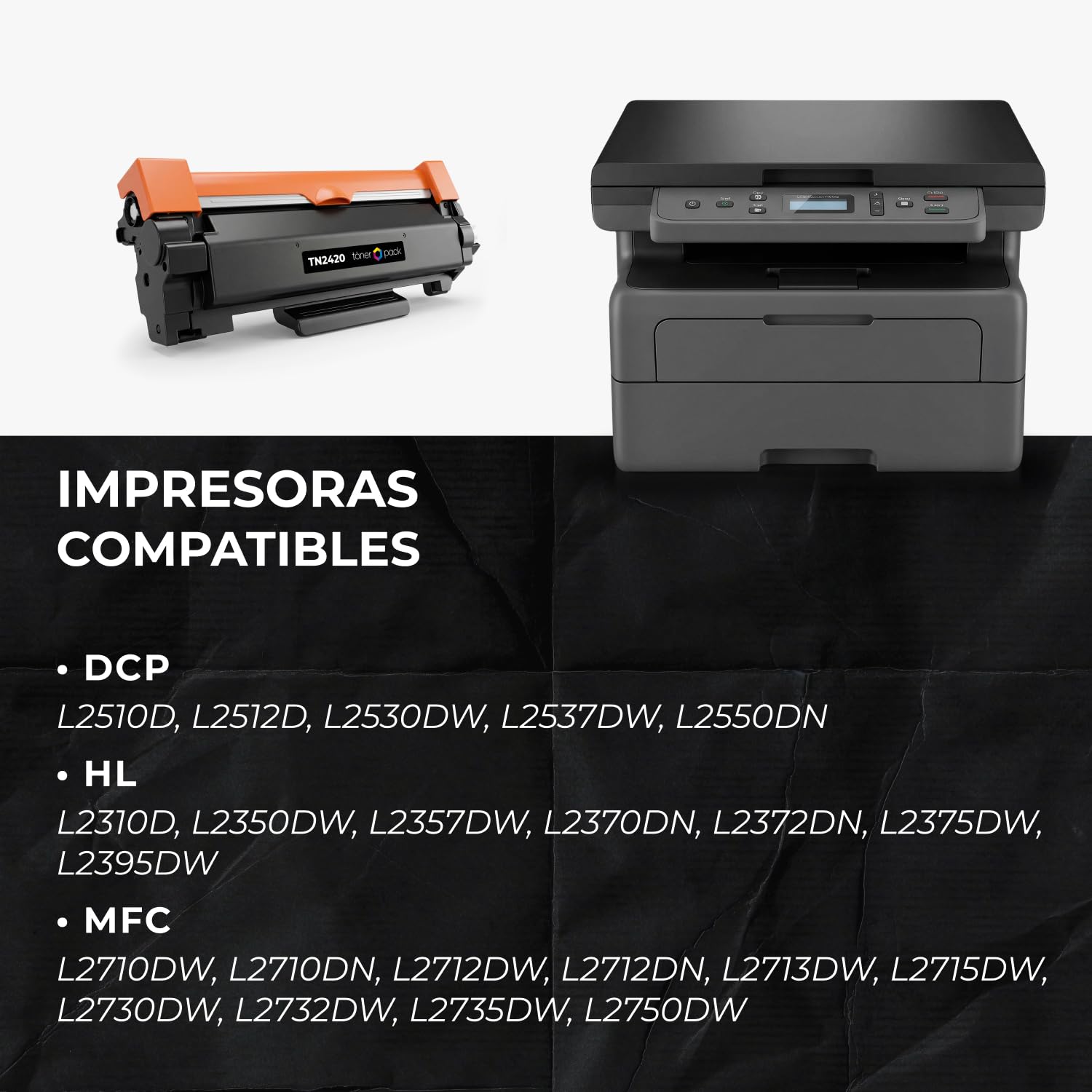Cartuchos de Tóner Compatibles TN2420 para Brother MFC-L2710DW HL-L2310D HL-L2350DW (2 Unidades)