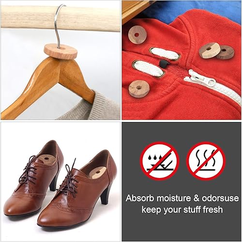 Miniatura 5 de ACMETOP Paquete de 30 bloques de cedro para almacenamiento de ropa, bolas de cedro 100% natural, anillos de cedro para armarios y cajones