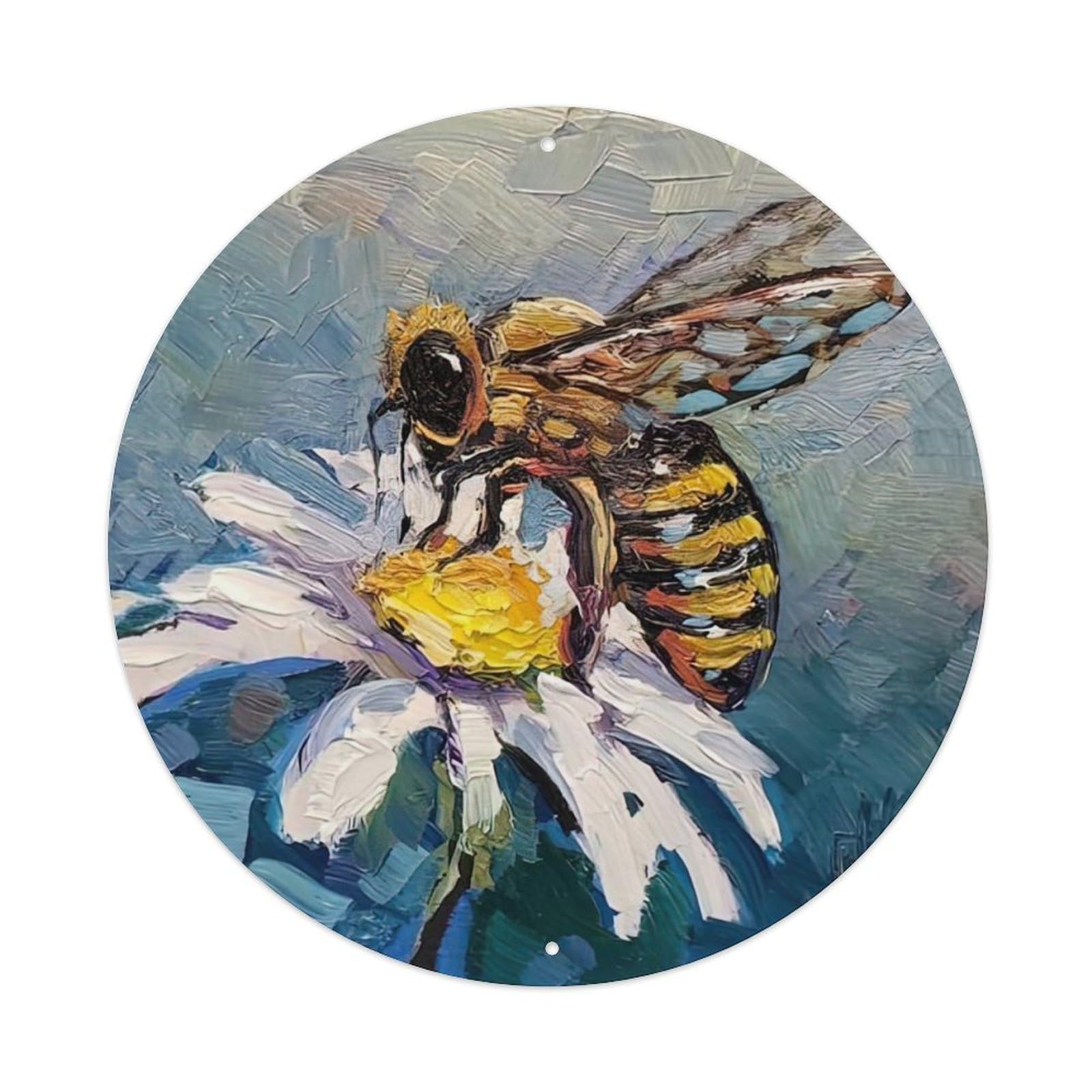 Honey Bee Animal Artwork Vintage Metal Tin Sign Plaque Wall Decor for Cafe, Club Bar, Office, Garden Metal Poster 8x8Inch