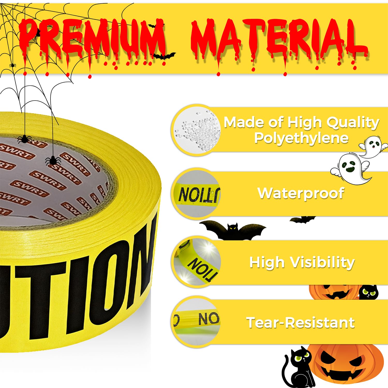 SWRT 12 Rolls Premium Yellow Caution Tape, 3 Inch x 1000FT(Total 12000FT) — Amazon image 9