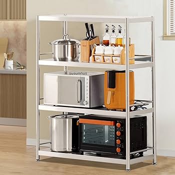 Amazon｜susunnus ステンレス製 オープンシェルフ 幅80 4段