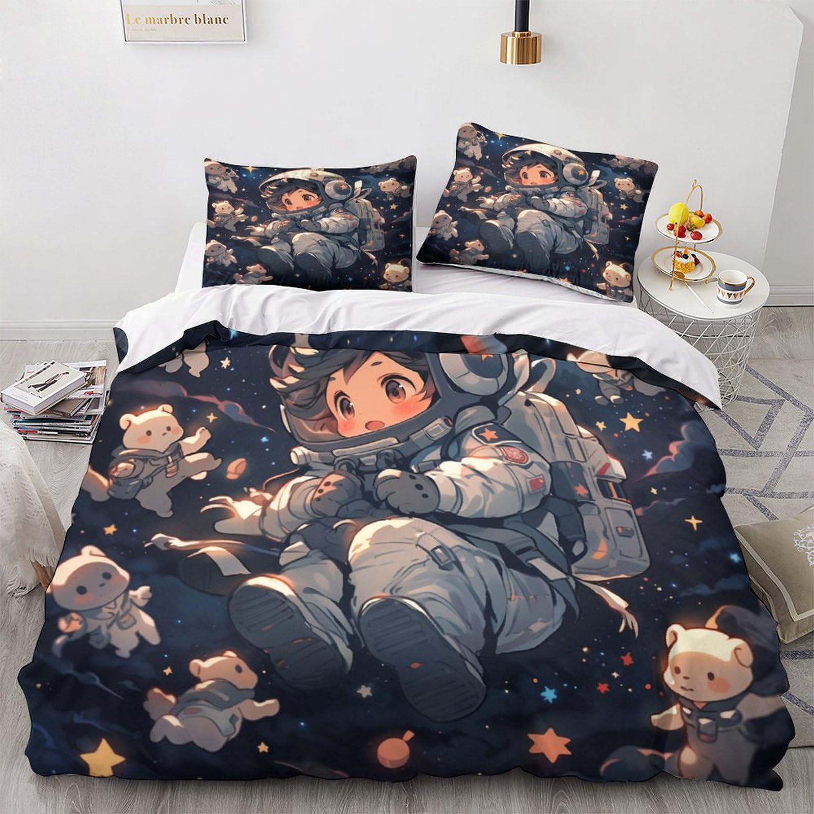 Parure de lit 200x200cm en microfibre douce avec fermeture éclair pour un entretien rapide et sans plis