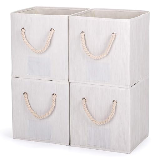 Umi Folding Storage Boxes with Cotton Handles, 4-Pack