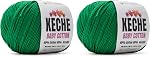 Keche Coton bébé, 60% Coton 40% Fil acrylique, Fil de coton doux pour le crochet et tricoter, fils d'amiguri 1 Échevins/balais 1.76 Oz (50g) / 180 Autres (165m) - Vert foncé