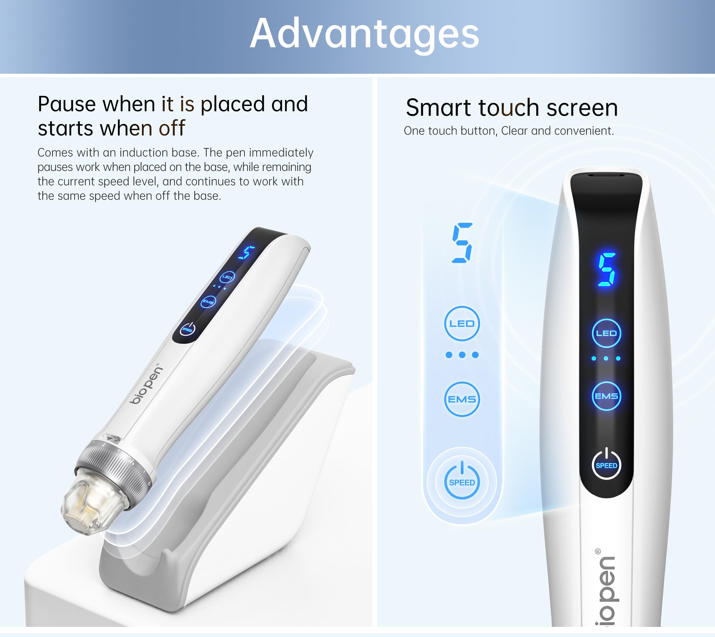 Penna Microneedling Bio-Q2 Professionale Wireless Derma a Carica Automatica - Amazing Skin Pen per Viso e Corpo con 6 Cartucce da 0,25 mm (1x9pin+2x25pin+2x14pin)