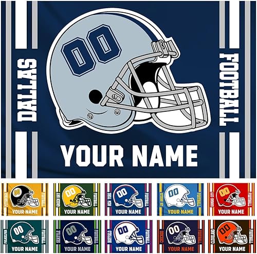 Bysincy Pintura de diamantes de fútbol personalizada con nombre y número, pintura personalizada de bandera de fanáticos deportivos con casco, arte