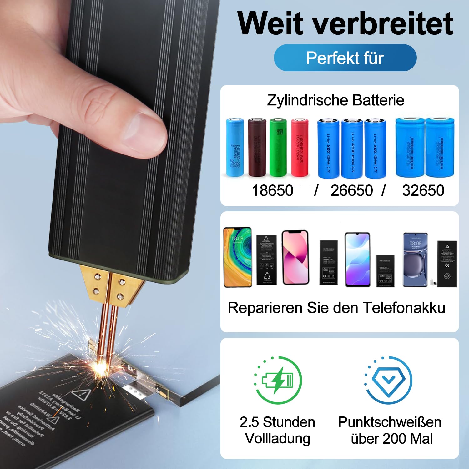 Poste à souder par points sans fil avec modes automatiques et manuels, 80 vitesses réglables pour batteries DIY