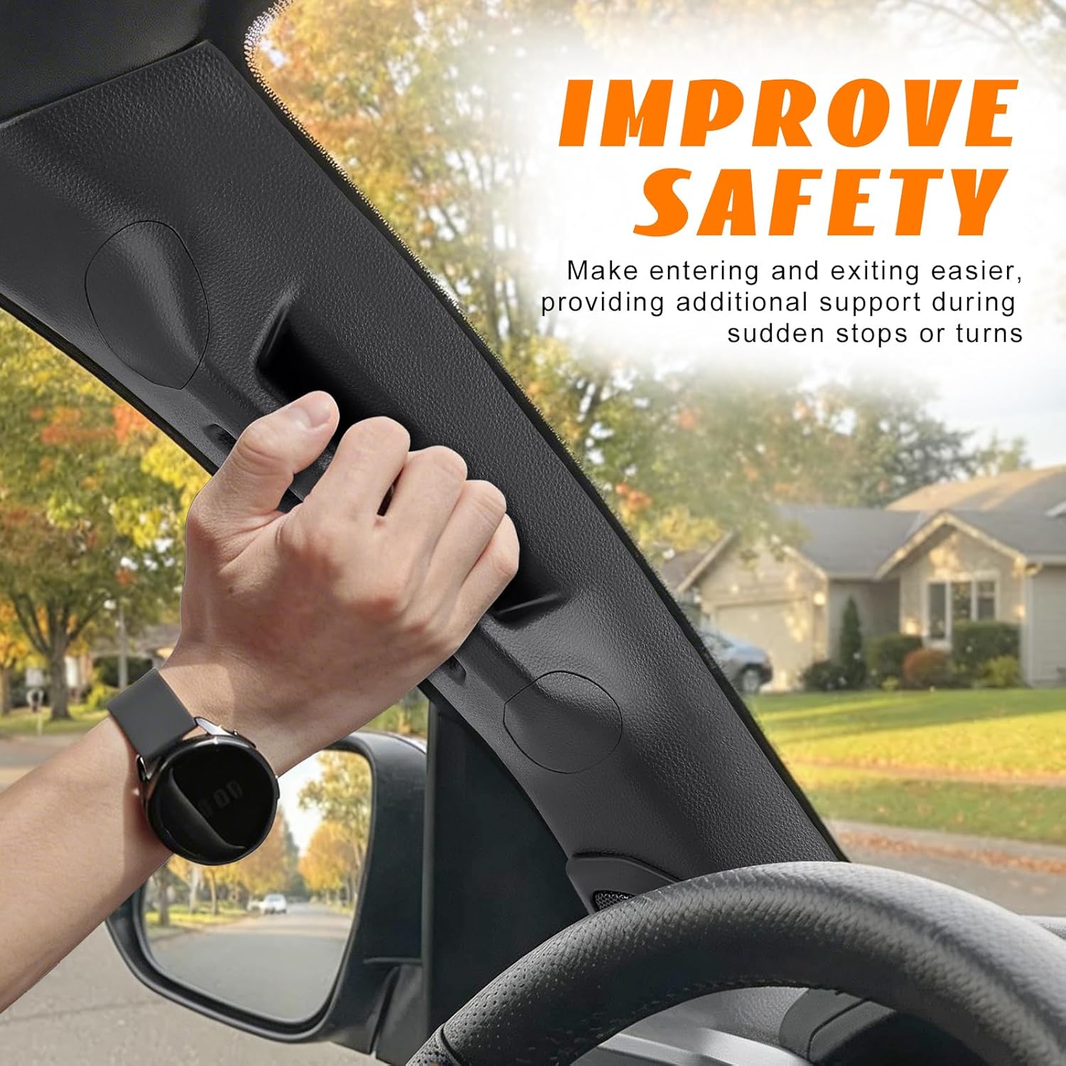 Driver Side A-Pillar Grab Handle Interior Trim for Toyota Tacoma Gen 4th 2024-2026 Sturdy OEM Style Texture Comfortable Grip Compatible with Side Airbag Deployment Easy Installation