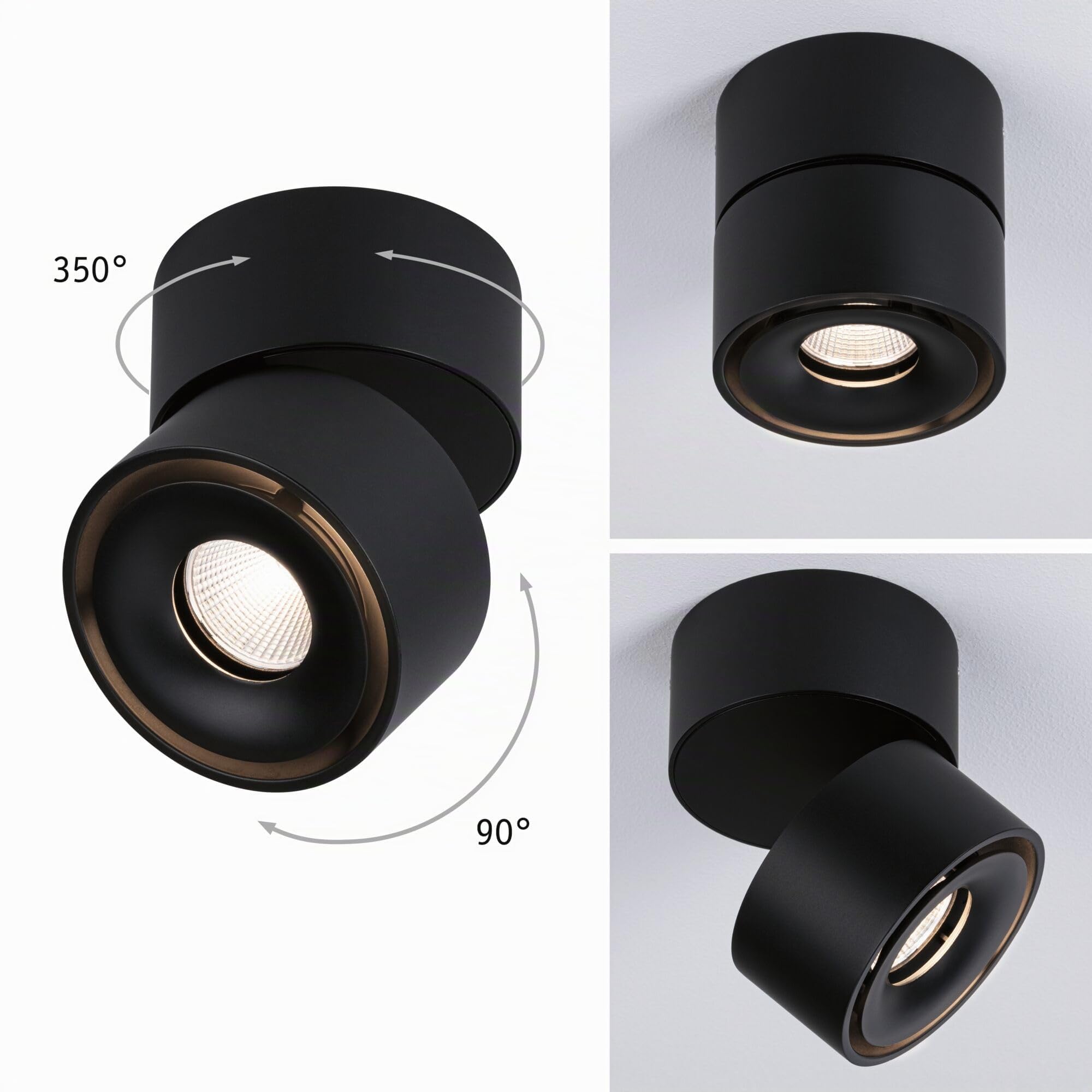 Paulmann 93371 LED spots encastrés plafonnier Spircle 78 mm incl. 1x8,0 W Blanc chaud Noir mat luminaire en saillie aluminium plafonnier 3000 K