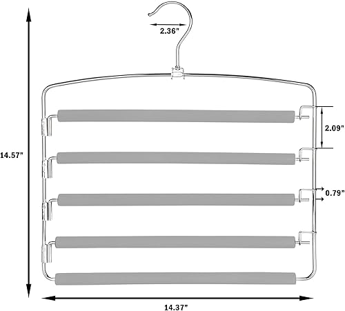 Miniatura 5 de TOPIA HANGER Perchas para pantalones que ahorran espacio, paquete de 3 organizadores de pantalones con brazo oscilante para armario, organizador