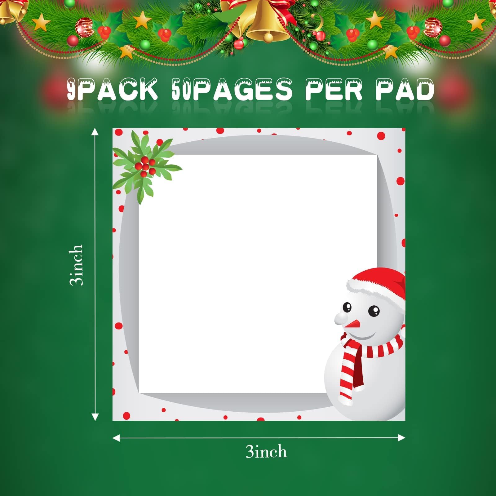 9 Stück Weihnachten Haftnotizen Weihnachten Design Selbstklebende Notizblöcke Winter Haftnotizen für Schule Büro Home Supplies Studenten Lehrer Geschenke