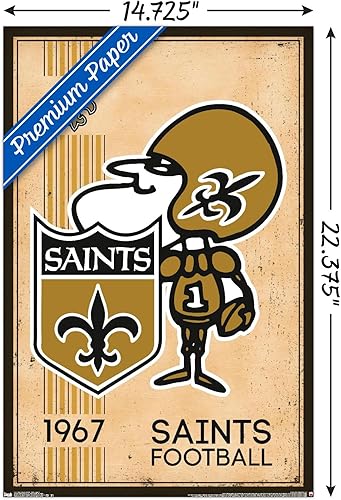 Miniatura 8 de Trends International NFL New Orleans Saints - Póster de pared con logotipo retro 14, 22.375 x 34 pulgadas, paquete de póster y clip