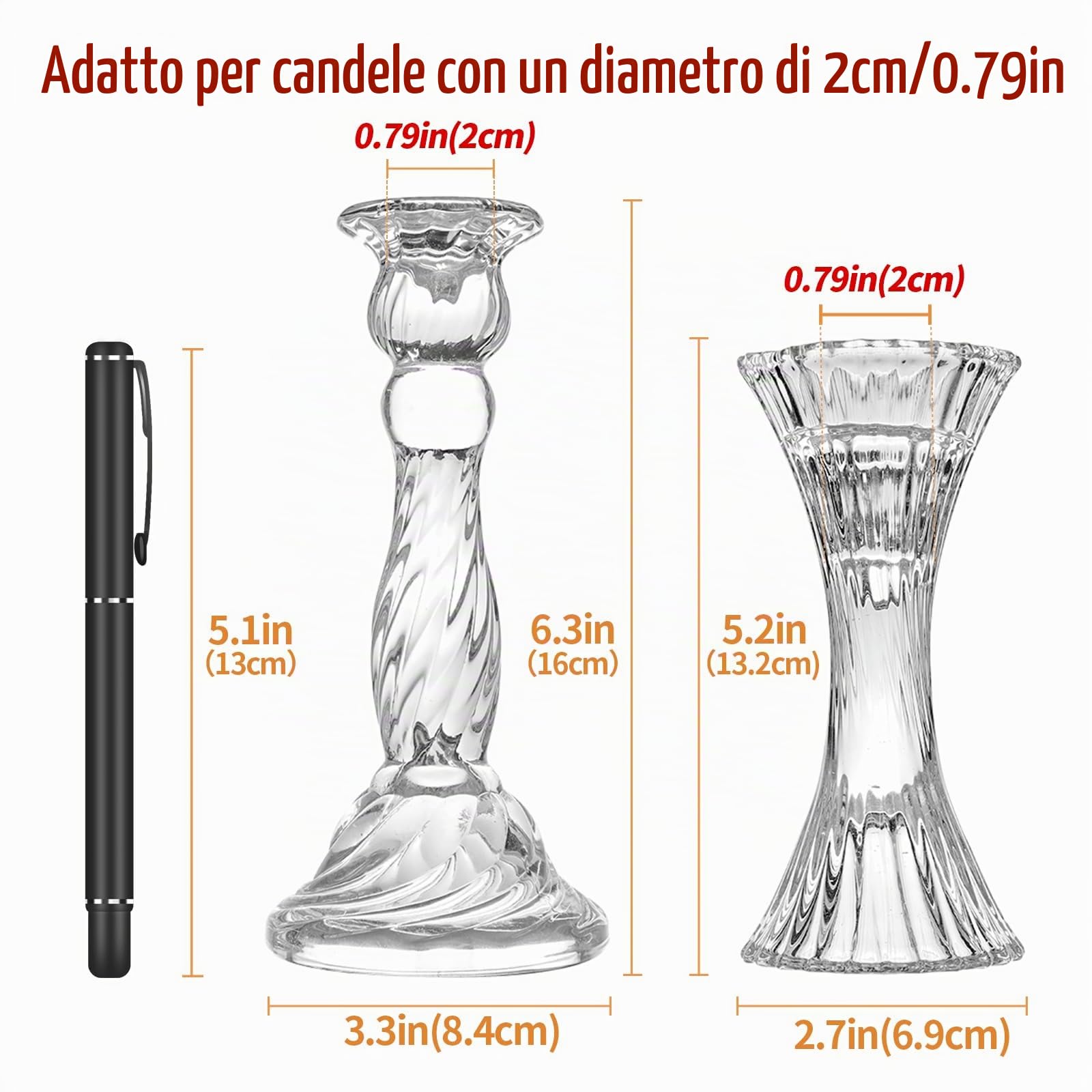 Portacandele in vetro Set di 8 bicchieri trasparenti conici per candeliere candela di cristallo per tutti gli eventi formali cene a lume di candela matrimoni cene feste decorazioni per la casa