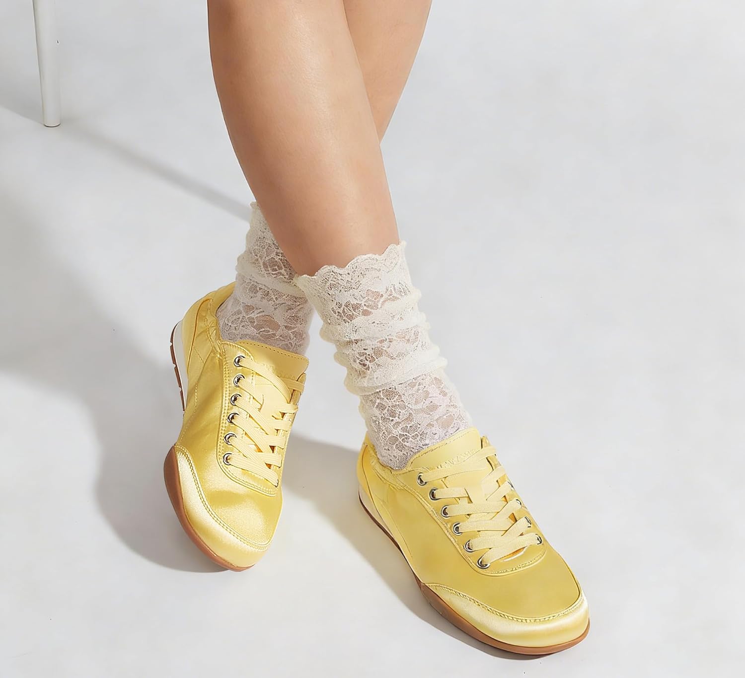 LUCKY STEP Women's Retro Fashion Sneakers - Ballet Casual Lightweight Walking Shoes - Comfortable Non Slip Satin Sneaker - Image 3