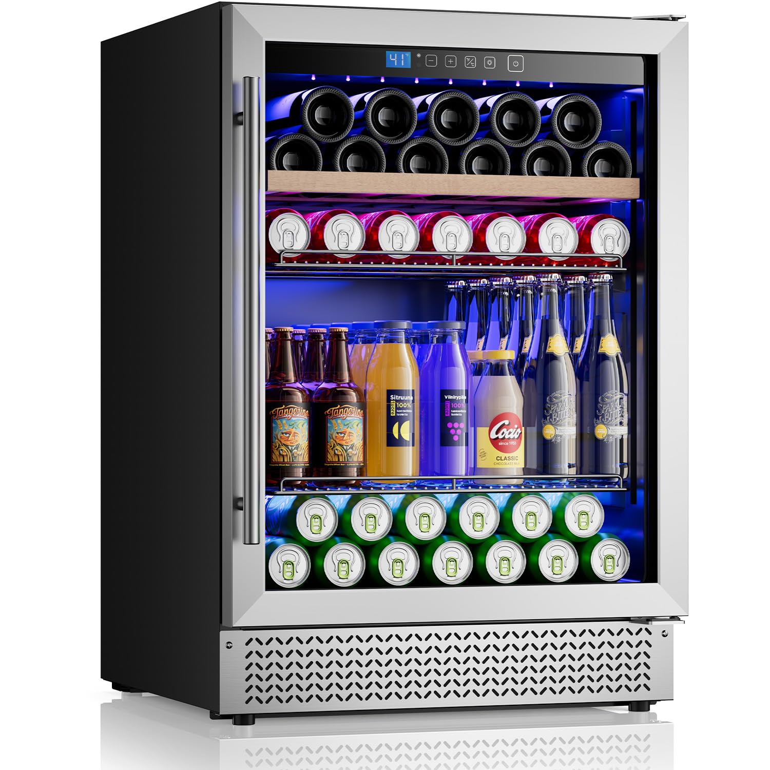 Vushine 24 Inch Beverage Refrigerator, Wine And Beverage Refrigerator With Glass Door, 37-64°F Cooling Under Counter Refrigerator, Wine Fridge 15 Bottles & 118 Cans Capacity For Home Bar Kitchen | Fridge.com