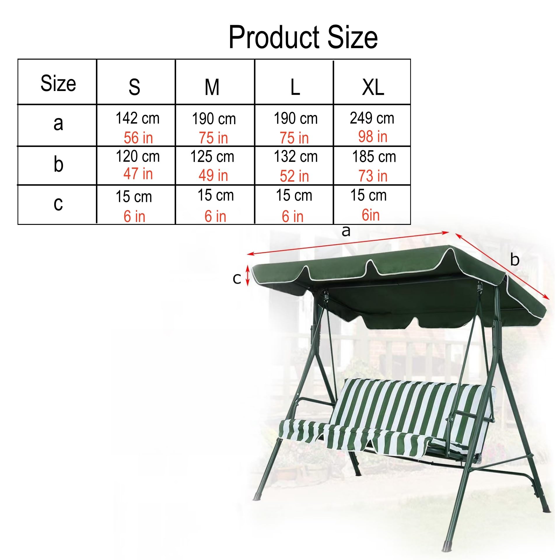 Toldo de recambio para columpio, Silla de columpio de patio de 2/3 plazas, Toldo de asiento de columpio robusto, Toldo de recambio para columpio de jardín, Cubierta superior de columpio de porche a pr