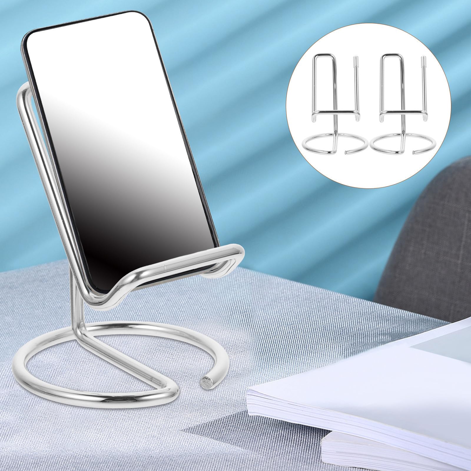 balacoo 2 Stück Pack Handyhalterung aus Eisen Tragbarer Desktop Handyständer mit Einfachem Design Praktische Aufbewahrung für Smartphone im Wohnzimmer oder Schlafzimmer