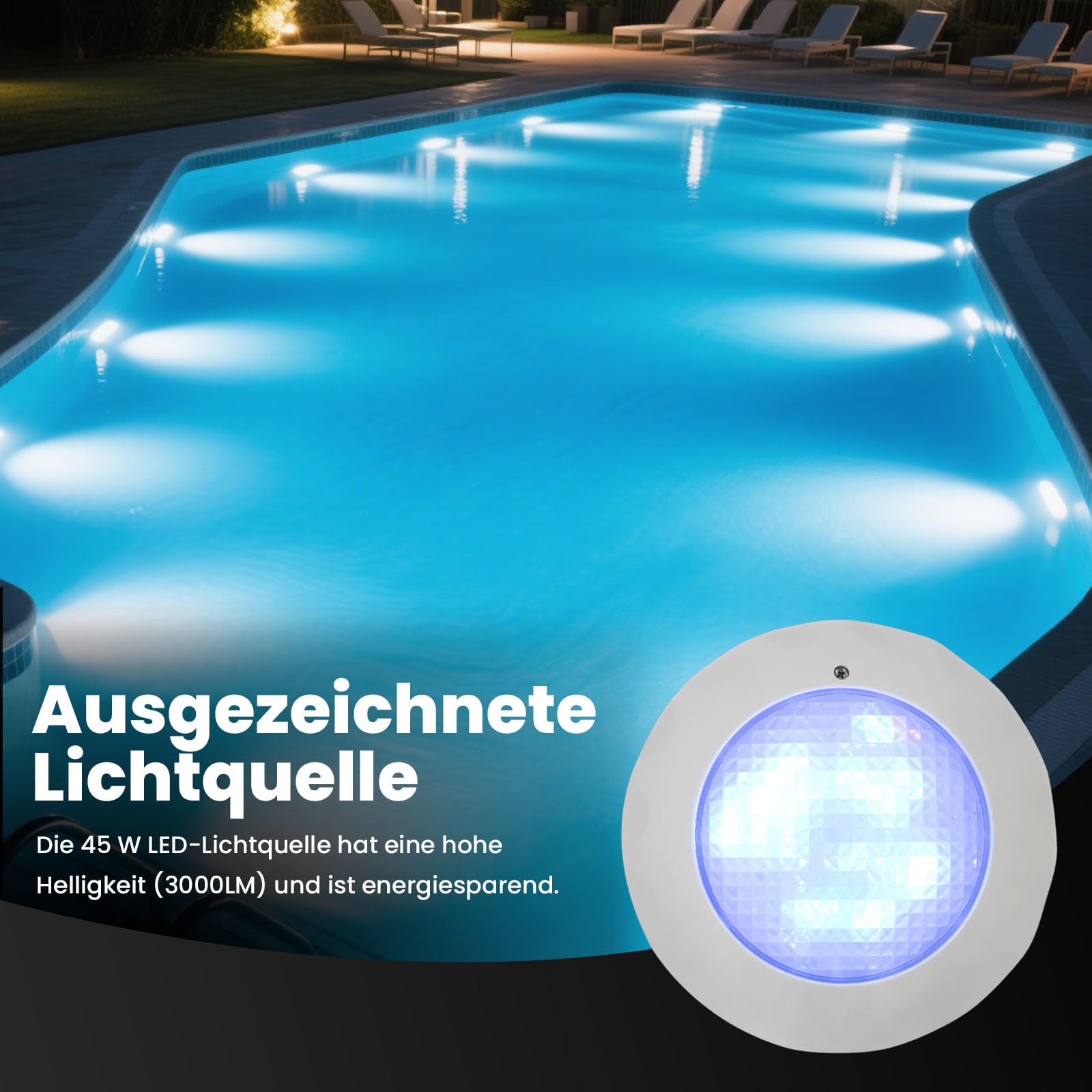 45W AC12V RGB LED Poolbeleuchtung Unterwasser,Unterwasser Led Pool mit Fernbedienung,Poolbeleuchtung Schwimmbad Licht Wasserdicht wasserdichte Light Poolleuchte Swimmende Beleuchtung Lampe (12V 45W)